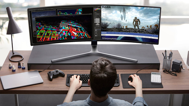 Este monitor Samsung tiene 49 pulgadas y es ultra